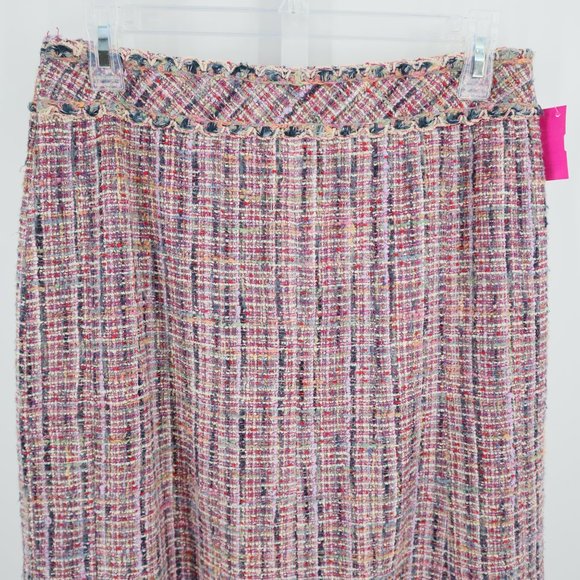 Chanel Silk Blend Woven Knee Length Pencil Skirt Pink Multi-color - Picture 4 of 13